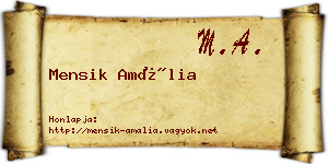 Mensik Amália névjegykártya